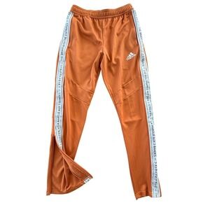 Adidas Mens Track Pants Orange Athletic Joggers Size S Y2K Athleisure Sport